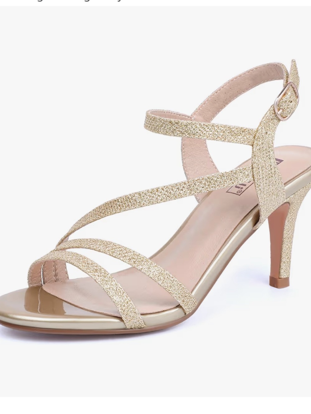 IDIFU Women's Glitter Gold silver Strappy Heels size 8 worn once